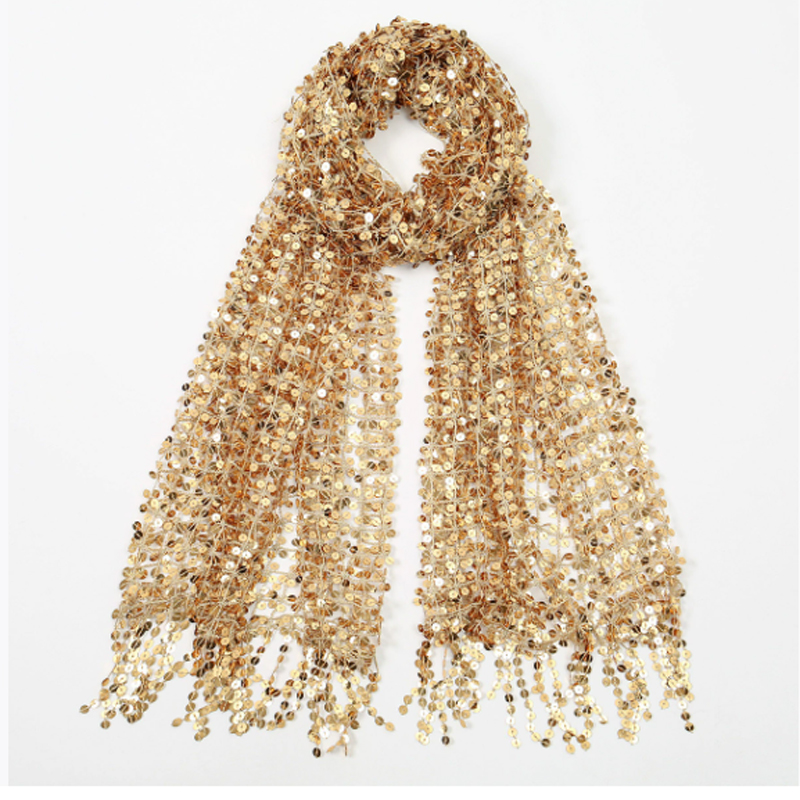 Boho Sequin Mesh Headscarf Gol - Ethnic Fashion Design 评论和价格