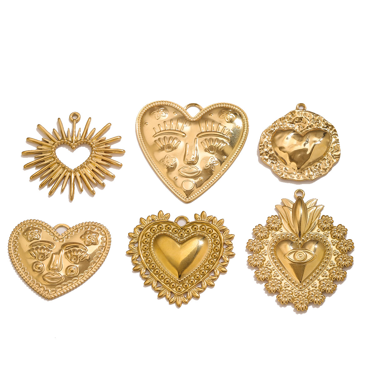 5Pcs PVD Gold Stainless Steel  - Ethnic Fashion Design 评论和价格
